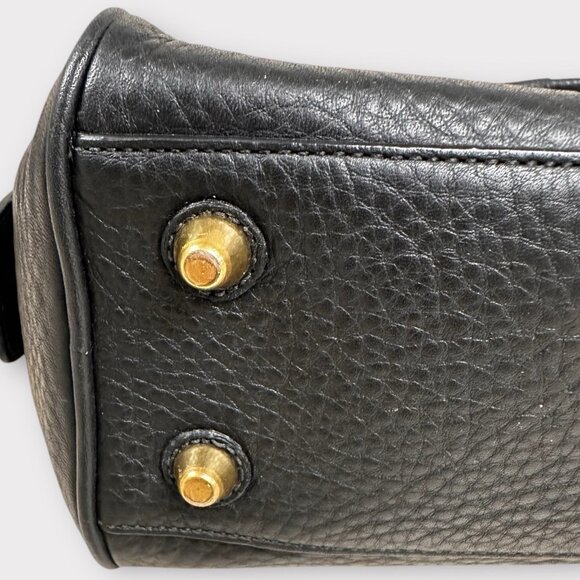 Vintage Coach‎ Black Satchel Tote J0693-10526 White Stitching Double Handle - Picture 8 of 13